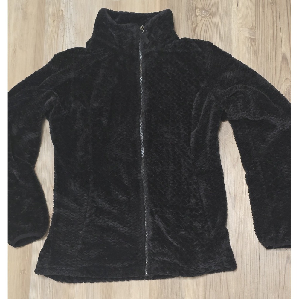 Free2B Butter Pile Black Faux Fur Sherpa Zip Jacket Women's Medium Cozy Full Zip